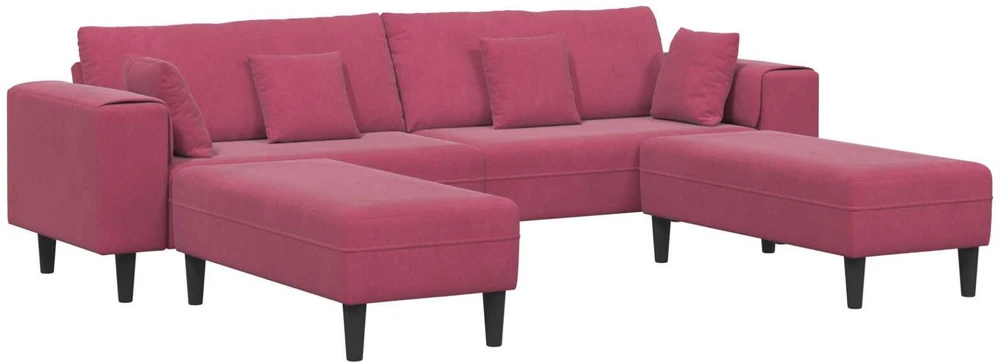 Sofa 3 vnt. Vyno raudona Aksomas