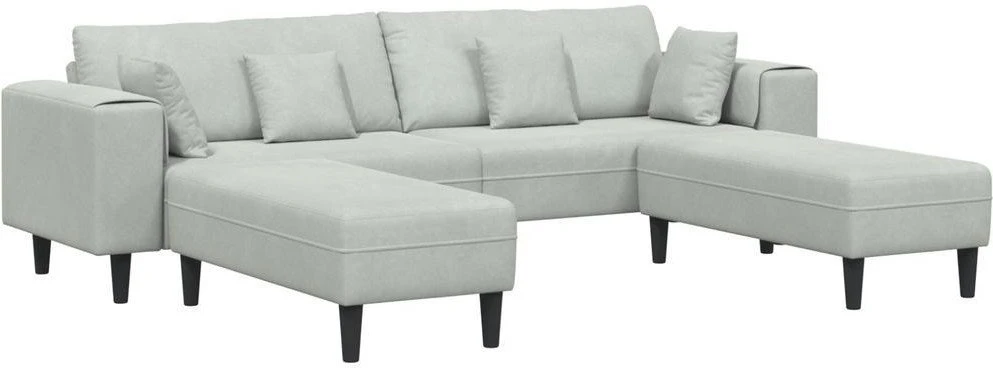 Sofa 3 vnt. Šviesiai pilka Aksomas