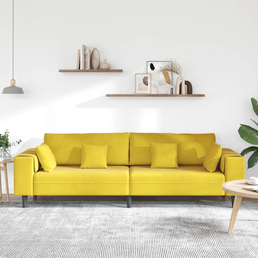 Sofa Geltona 250 x 77 x 76 cm Aksomas
