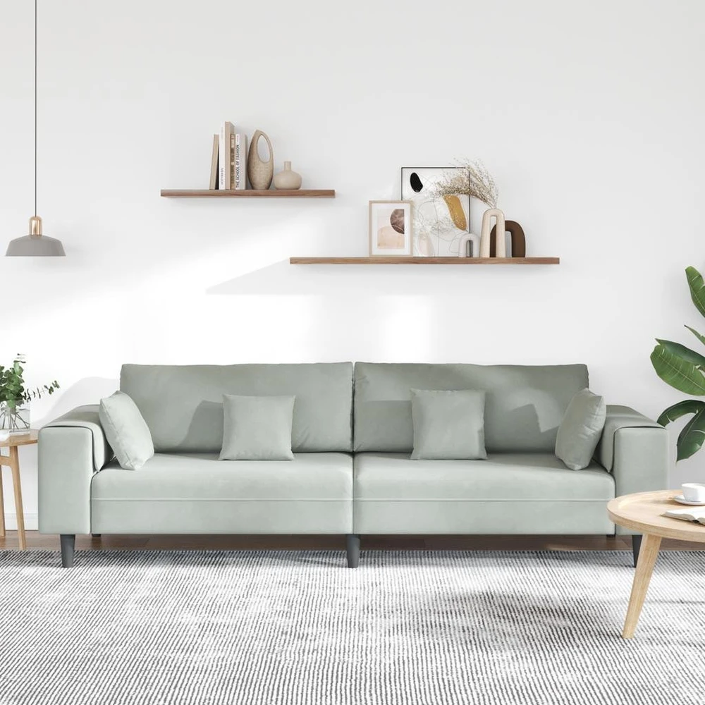 Sofa Šviesiai pilka 250 x 77 x 76 cm Aksomas