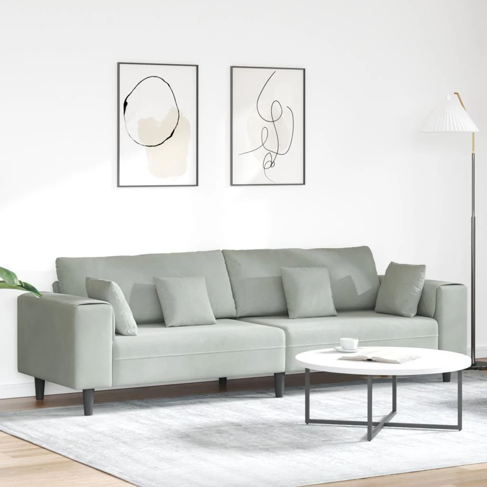 Sofa Šviesiai pilka 250 x 77 x 76 cm Aksomas