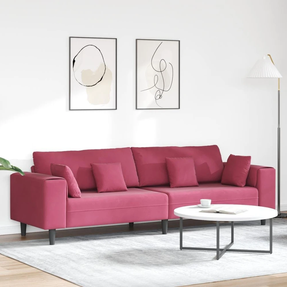 Sofa Vyno raudona 250 x 77 x 76 cm Aksomas