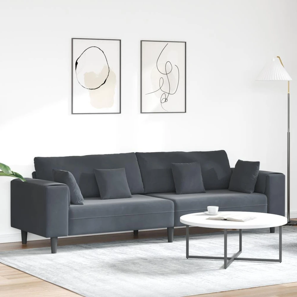 Sofa Tamsiai pilka 250 x 77 x 76 cm Aksomas