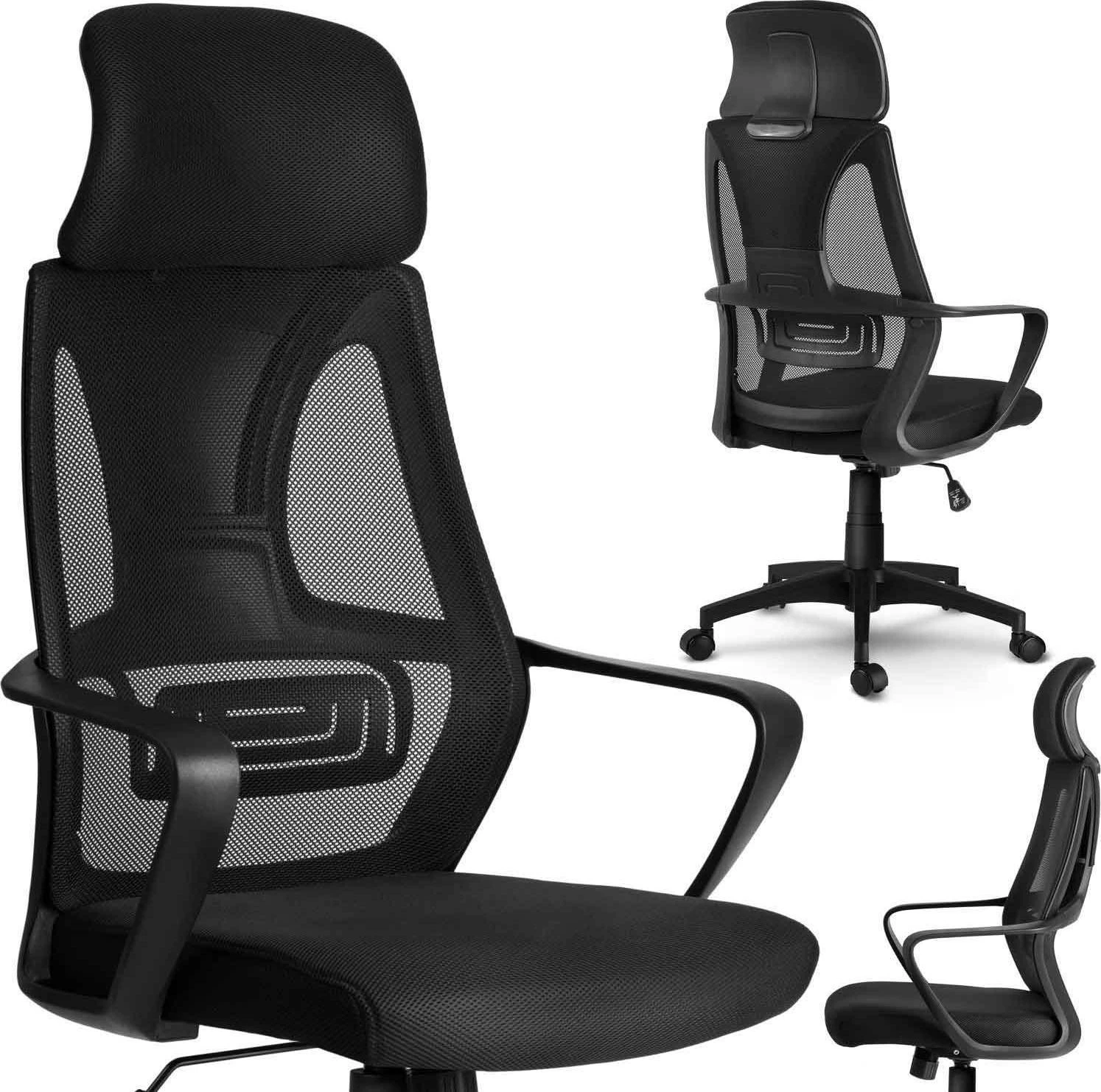 Sofotel Biuro kėdė su mikrotinklu, juoda ergonomiška kėdė, reguliuojama galvos atrama, reguliuojamo aukščio, patogi kompiuterio kėdė, kvėpuojanti biuro kėdė