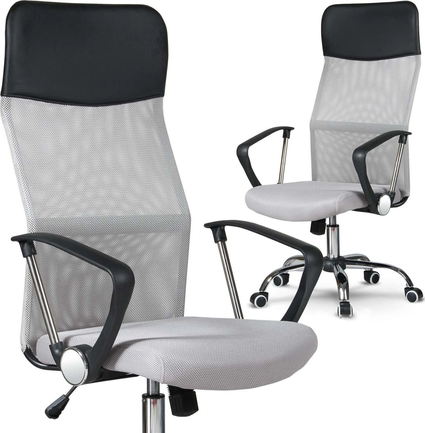 Sofotel Biuro kėdė su tinklelio atlošu, ergonomiško dizaino, reguliuojamo aukščio, pilka biuro kėdė, patogi darbo kėdė