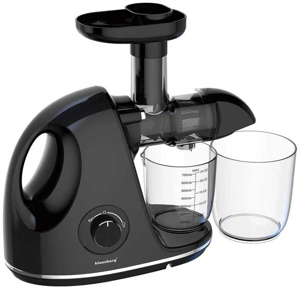 Sulčiaspaudė Lėta sulčiaspaudė vaisiams ir daržovėms, horizontali su rankena, 150 W, juoda, Klausberg, kb-7861