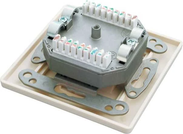 Solarix lizdas CAT6 STP 2 x RJ45 įleidžiamas baltas SX9-2-6-STP-WH