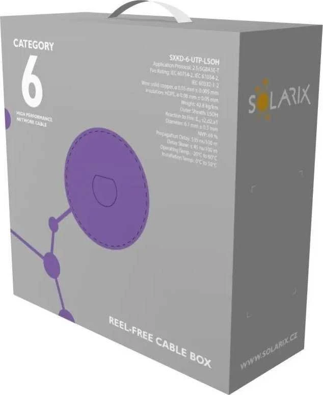 Montavimo kabelis Solarix UTP, Cat6, laidas, LSOH, dėžutė 100m SXKD-6-UTP-LSOH