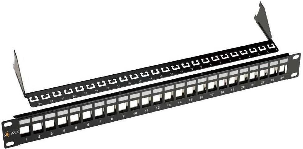 „Solarix“ universali modulinė nesurinkta komutacinė panelė, 24 prievadų, juoda, 1U SX24M-0-STP-BK-UNI