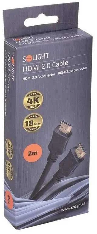 Solight HDMI laidas su eternetu, HDMI 2.0 A jungtis - HDMI 2.0 A jungtis, lizdinė plokštelė, 2m