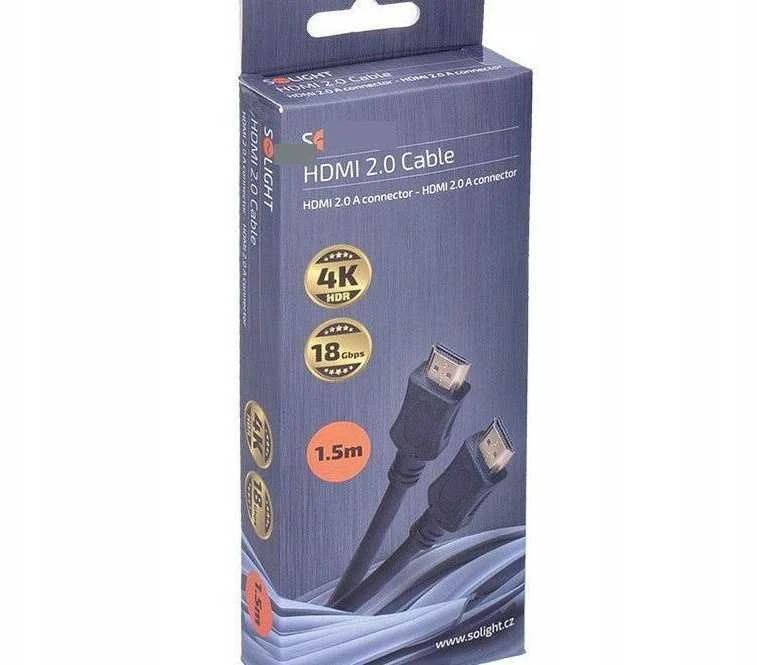 Solight HDMI laidas su eternetu, HDMI 2.0 A jungtis - HDMI 2.0 A jungtis, lizdinė plokštelė, 1,5 m