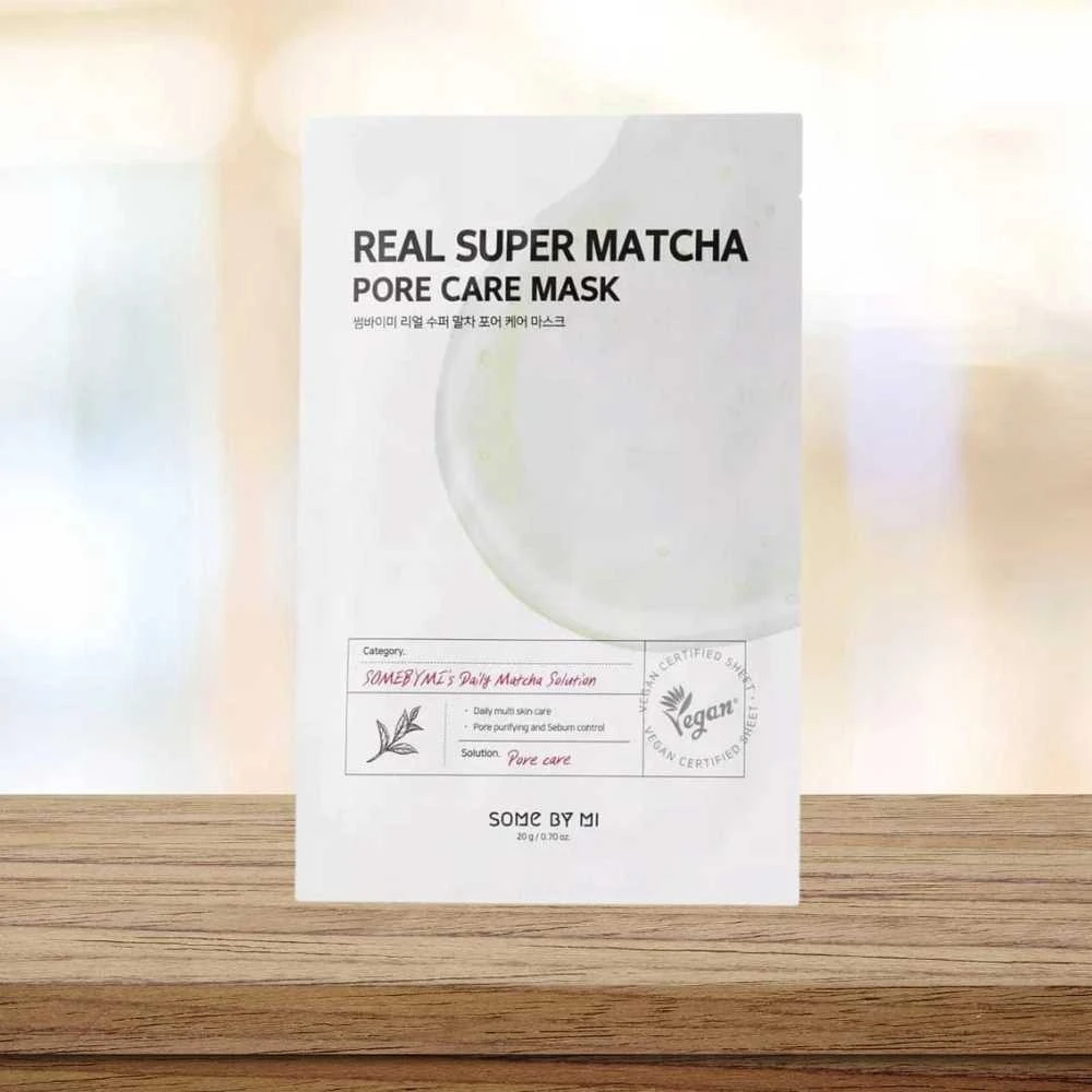 SOME BY MI Real Super Matcha Pore Care Mask - poras prižiūrinti lakštinė kaukė su matcha, 1 vnt.