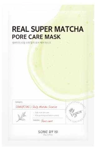 SOME BY MI Real Super Matcha Pore Care Mask - poras prižiūrinti lakštinė kaukė su matcha, 1 vnt.