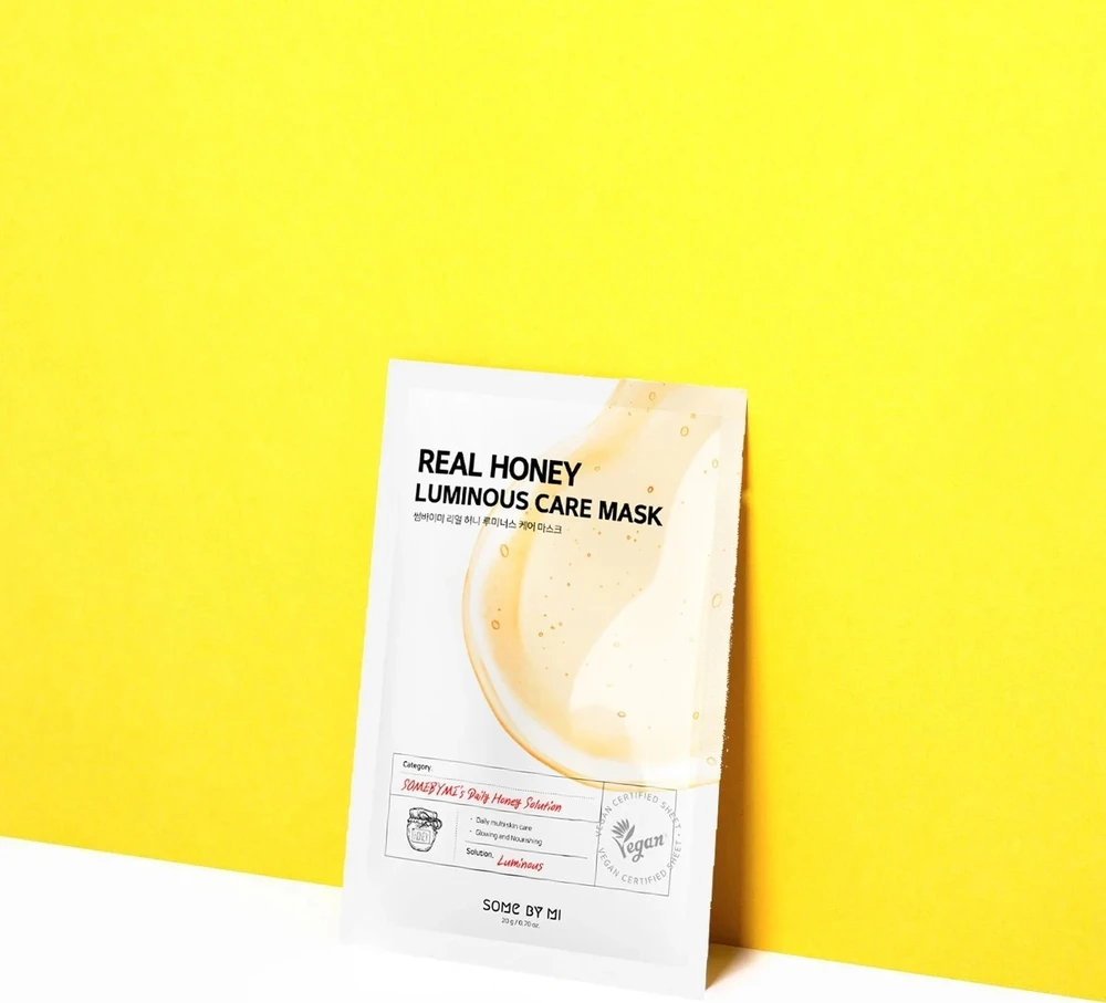 SOME BY MI Brightening Mask Real Honey - maitinanti ir skaistinanti lakštinė kaukė su medaus ekstraktu, 20 g