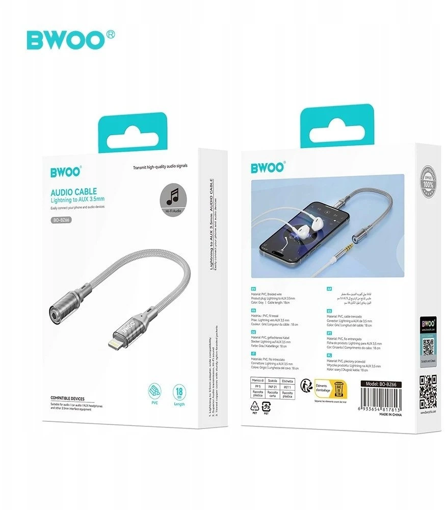 BWOO Lightning į 3.5mm adapteris pakuotėje