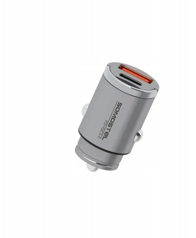 Įkroviklis Somostel Somostel kroviklis samochodowa USB / Typ-C 5A 30W QC PD sidabrinė SMS-A99 (35519)