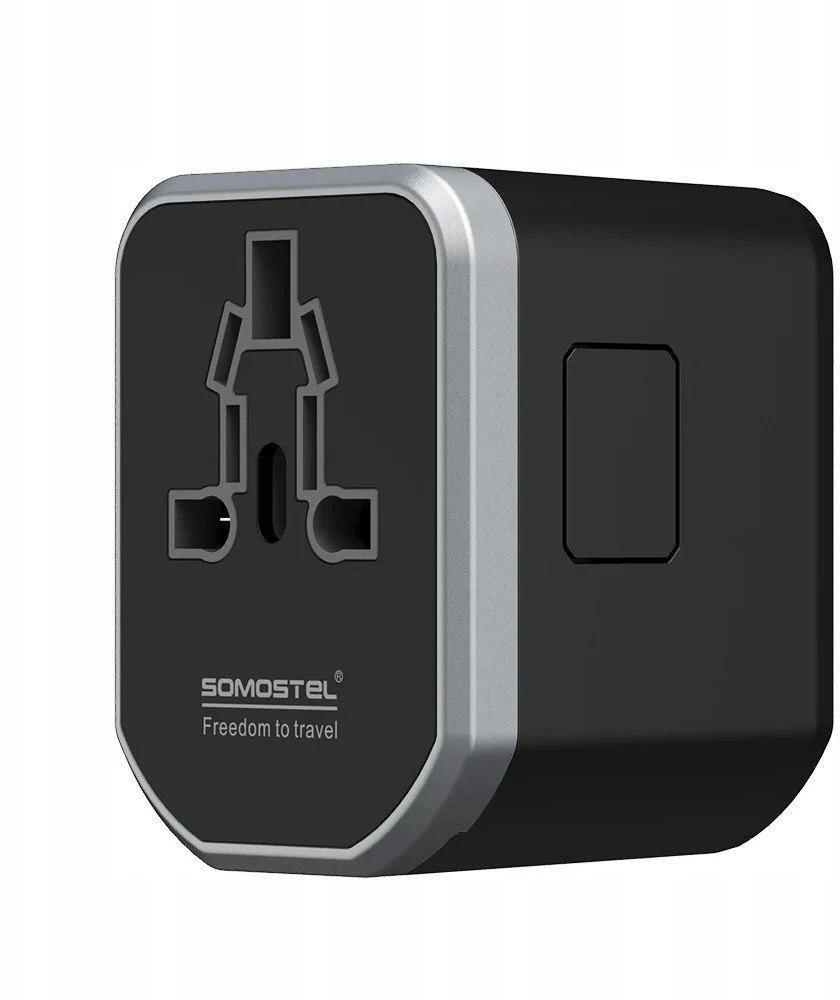 Įkroviklis Somostel Somostel maitinimo adapteris visam pasauliui 2x USB / Type-C 20W QC PD juodas SMS-Q43 (35522)