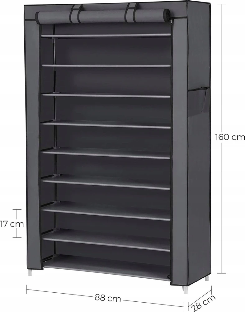 Songmics Batų stovas su dangčiu 88 cm Pilka