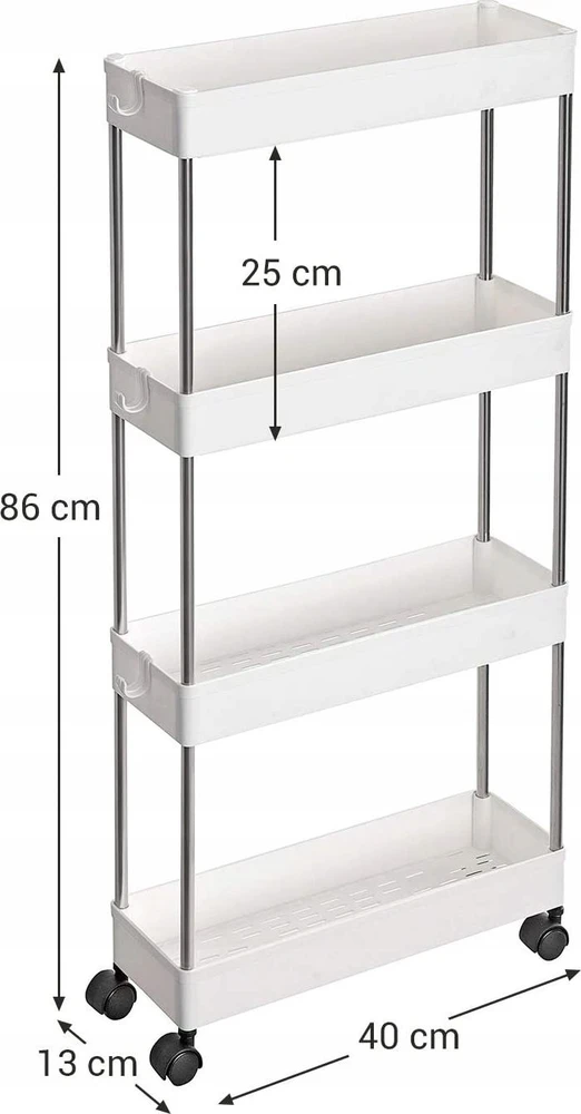 Top Lentyna ant ratukų Songmics KSC08WT, voniai ir virtuvei, balta, 40x14x86 cm
