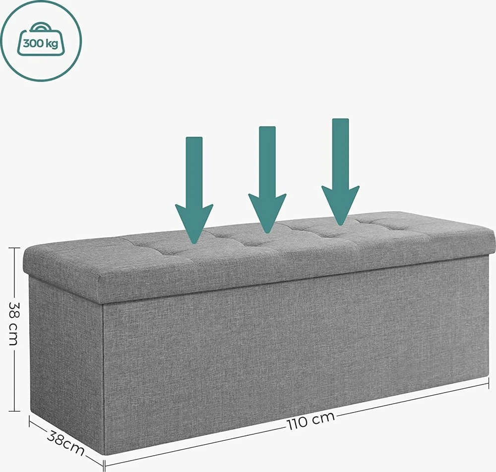 SONGMICS sulankstomas suoliukas su daiktadėže 110 x 38 x 38 cm LSF77G