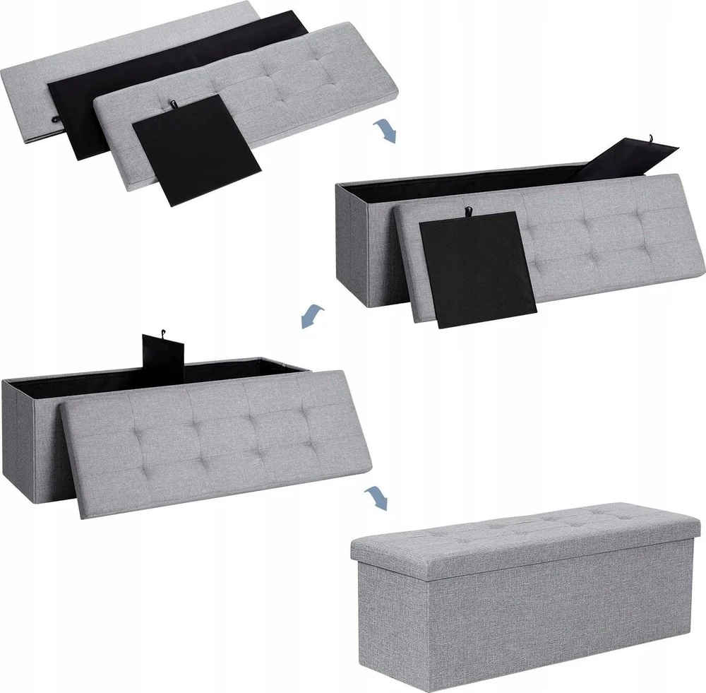 SONGMICS sulankstomas suoliukas su daiktadėže 110 x 38 x 38 cm LSF77G