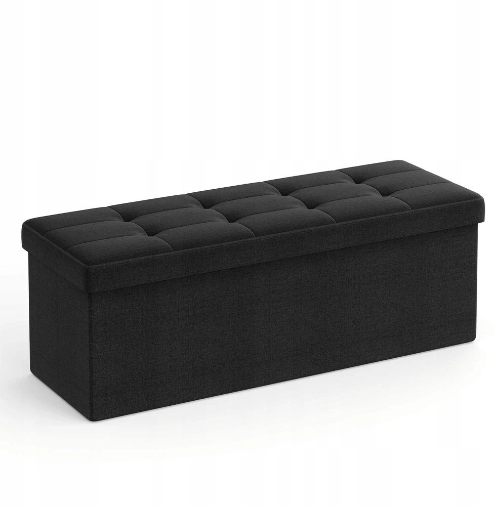 SONGMICS sandėliavimo suoliukas 110 x 38 x 38 cm, 131 l, juodas, LSF077B01