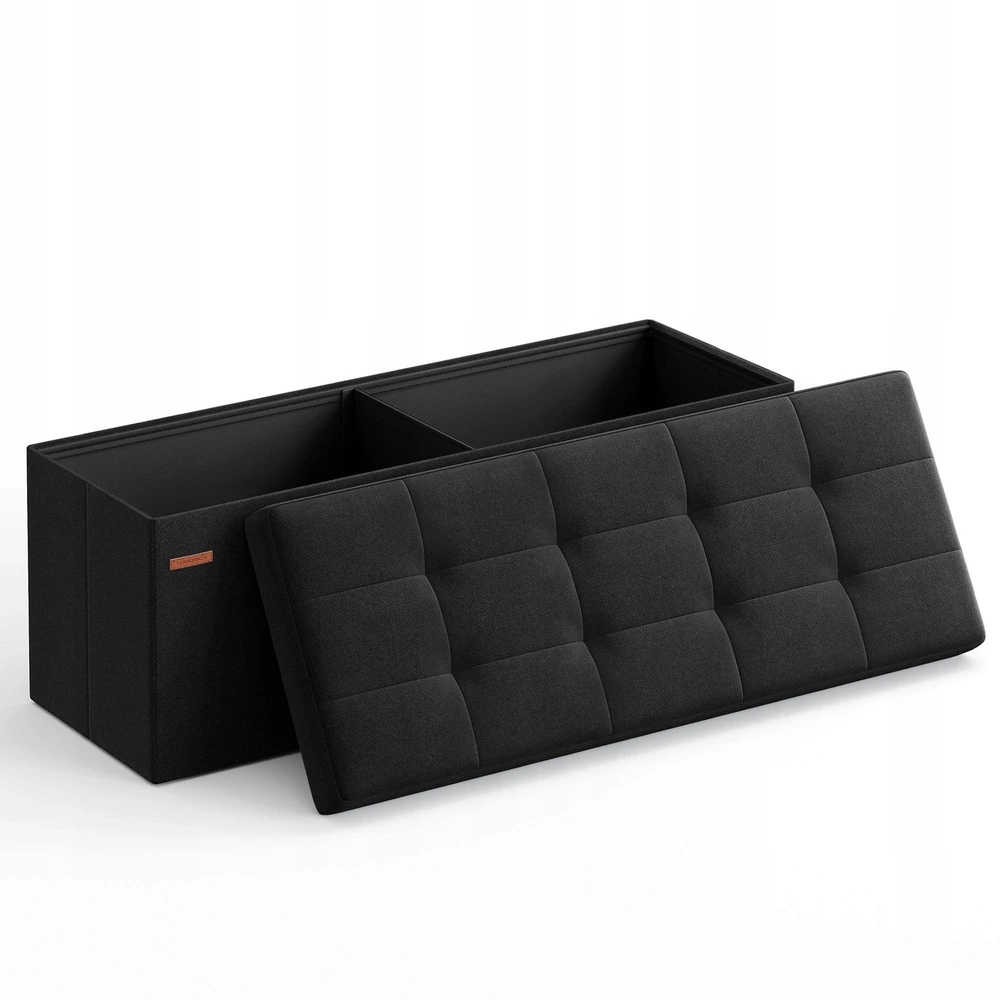 SONGMICS sandėliavimo suoliukas 110 x 38 x 38 cm, 131 l, juodas, LSF077B01
