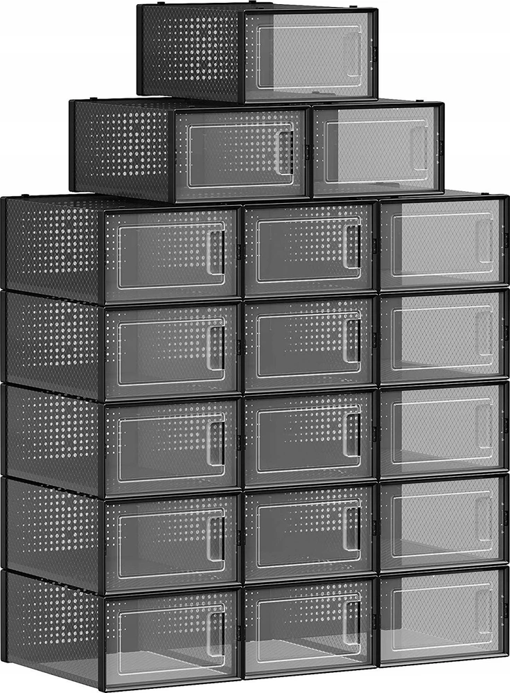 Songmics 12 plastikinių batų dėžučių rinkinys iki 44 dydžio