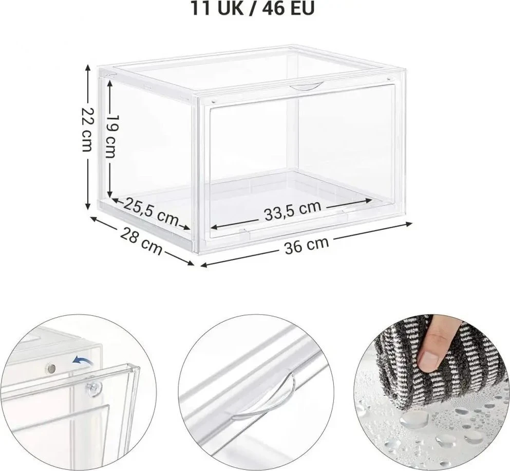 SONGMICS batų dėžės su skaidriomis durelėmis, 6 vnt., iki 46 dydžio, LSP06CW