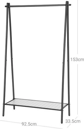 SONGMICS pastatoma drabužių kabykla su lentyna, 92,5 x 33,5 x 155 cm, HSR23BK