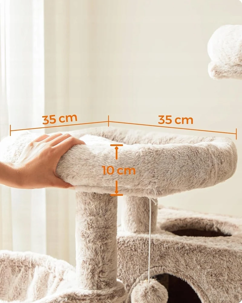 Songmics Feandrea draskyklė katėms su minkštu užvalkalu, skirta didelėms katėms, 135 cm, ombre ruda-balta, PCT162M01
