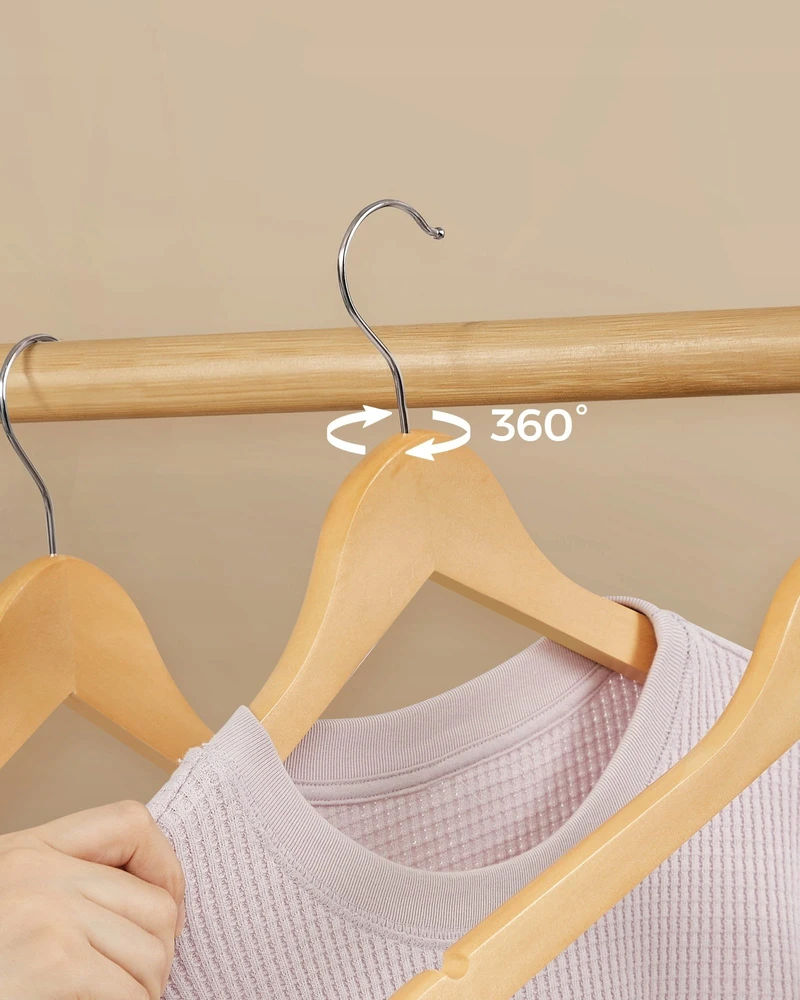 SONGMICS medinės drabužių pakabos, 20 vnt., su 360° pasukamu kabliu CRW001-20