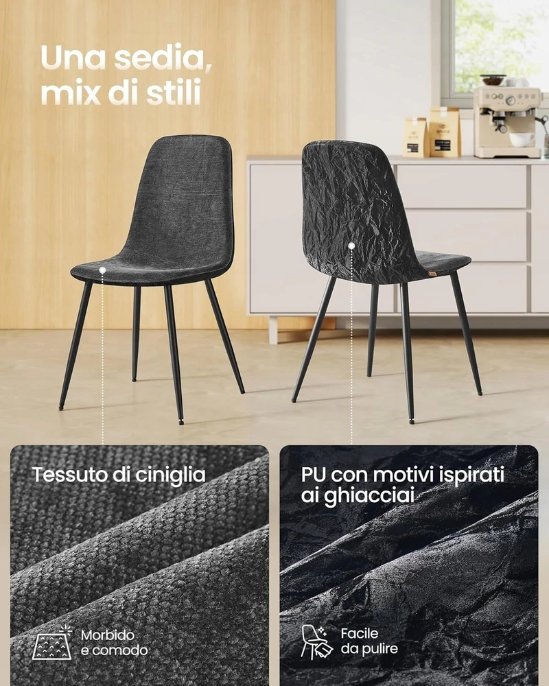 Songmics Valgomojo kėdės 4 vnt. komplektas