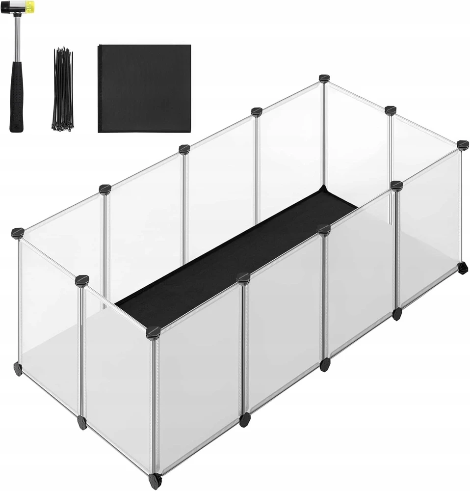 Songmics Mažų gyvūnų aptvaras su pagrindo plokštėmis 125 x 63 x 42 cm