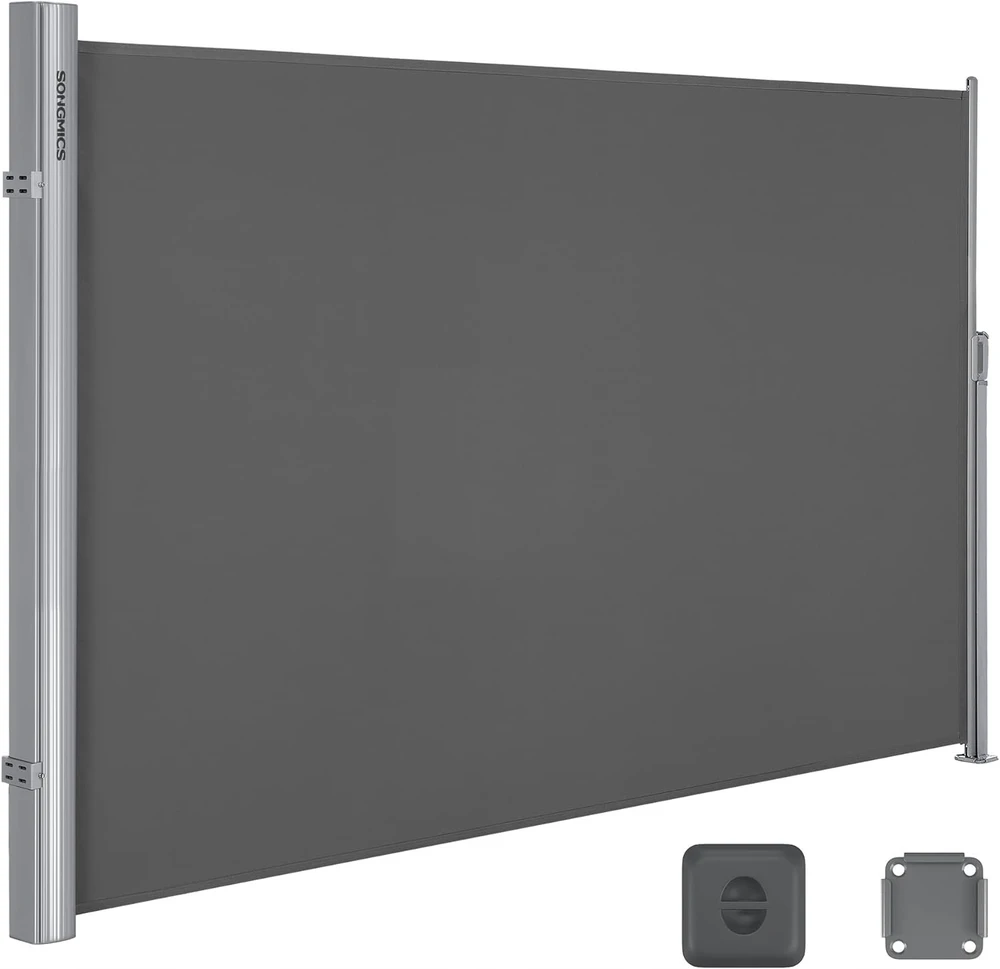 Songmics 180 x 300 cm šoninė markizė 180 x 300 cm dūmų pilkos spalvos