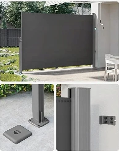 Songmics Šoninė markizė 160 x 350 cm antracito spalvos