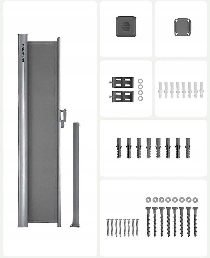Songmics Išskleidžiama 160 x 400 cm šoninė markizė balkonui