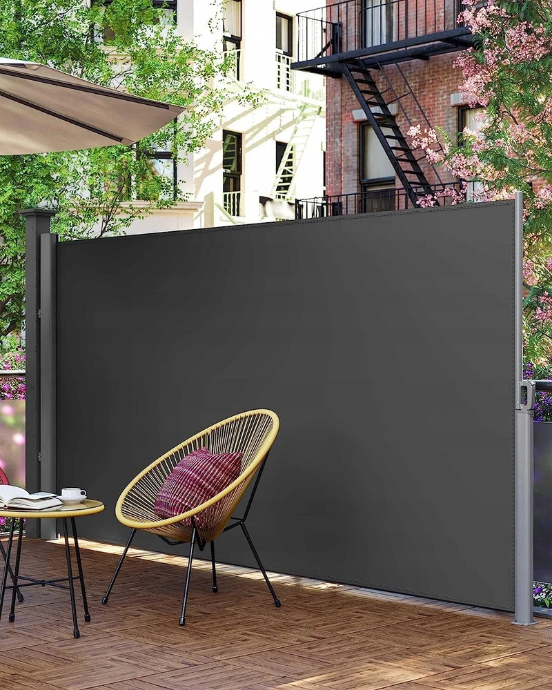 Songmics Markiza boczna , rozkładana, 200 x 350 cm, moskitiera, ochrona przeciwsłoneczna, nieprzezroczysta, roleta boczna, na balkon, tar (GSA205G XXX)
