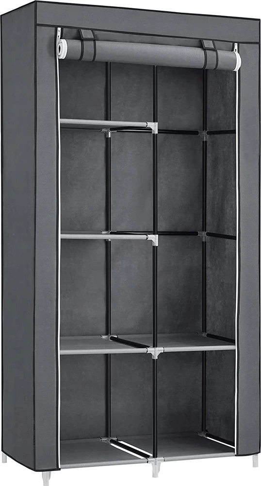 Songmics Audinys drabužių spinta 170 x 88 cm juoda