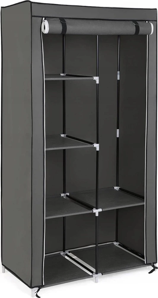 Songmics Audinys drabužių spinta 170 x 88 cm juoda