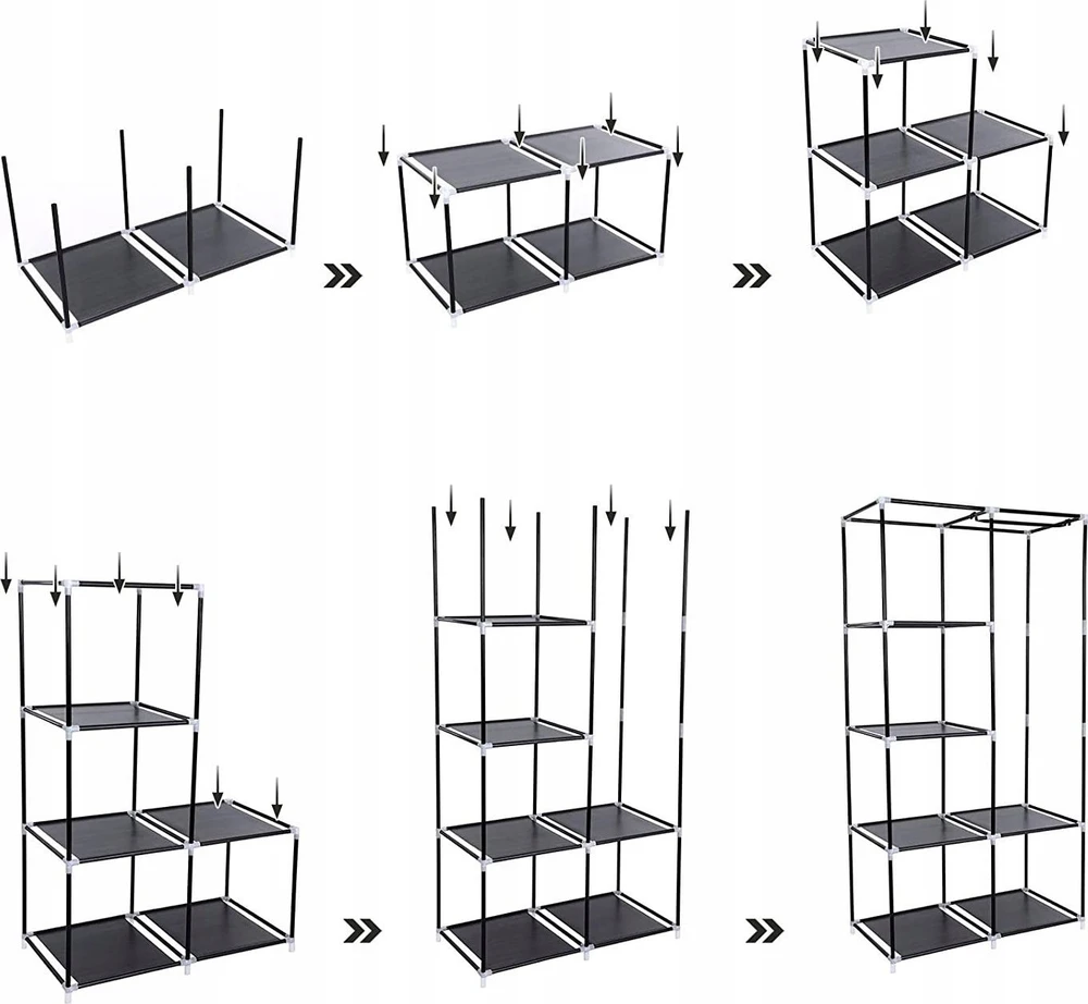 Songmics Audinys drabužių spinta 170 x 88 cm juoda