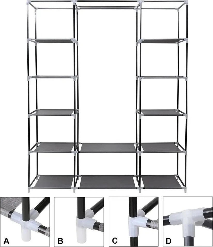 SONGMICS drabužių spinta su 12 lentynų ir kabykla, 150 × 45 × 175 cm, pilka, LSF03G