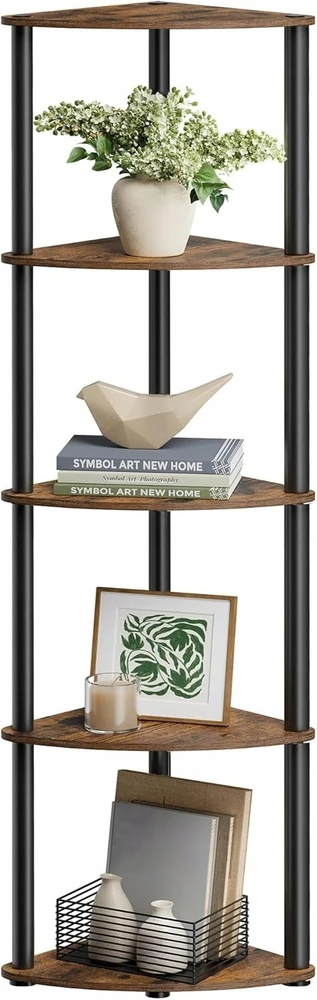 Songmics Kampinė lentyna su 5 lygiais 38,3 x 27 x 139 cm ruda vintažinė