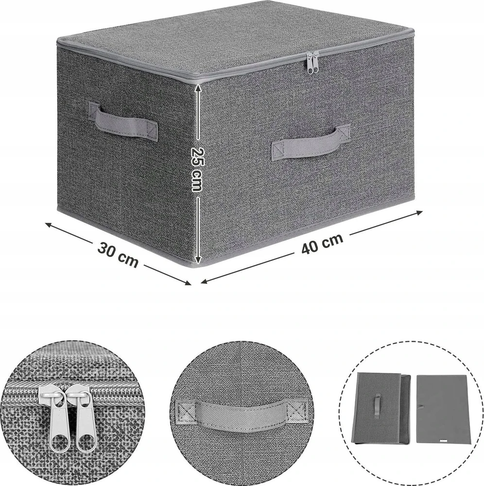 SONGMICS sulankstomos daiktų laikymo dėžės su dangčiais, 3 vnt., 40 x 30 x 25 mm URYZB03GV1