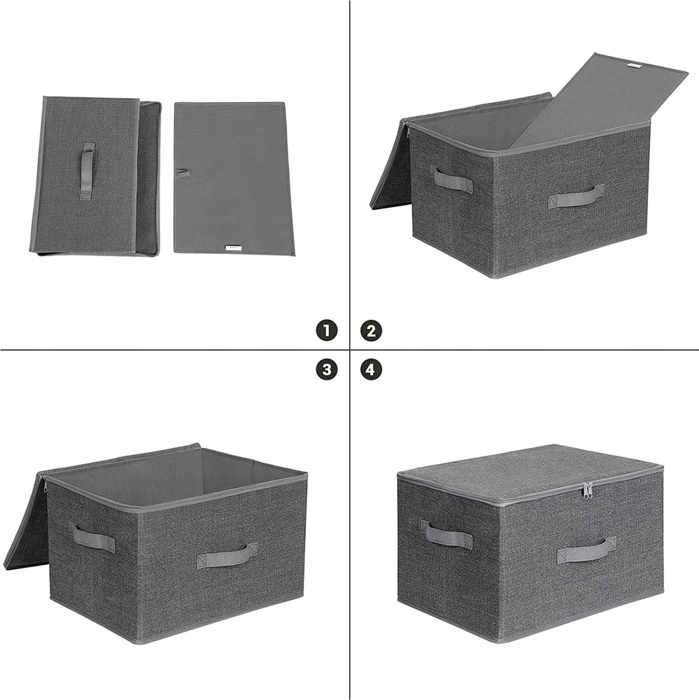 SONGMICS sulankstomos daiktų laikymo dėžės su dangčiais, 3 vnt., 40 x 30 x 25 mm URYZB03GV1