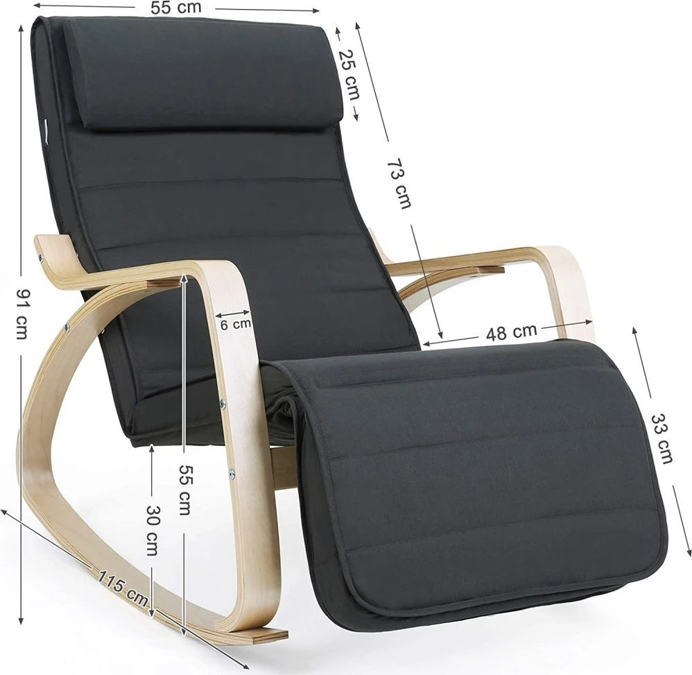 SONGMICS supamasis fotelis su 5 padėčių reguliuojama kojų atrama, iki 150 kg, LYY10G