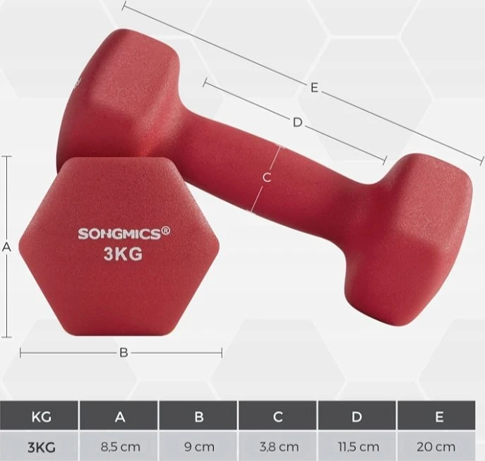 Songmics 2 hanteliai, raudonos spalvos