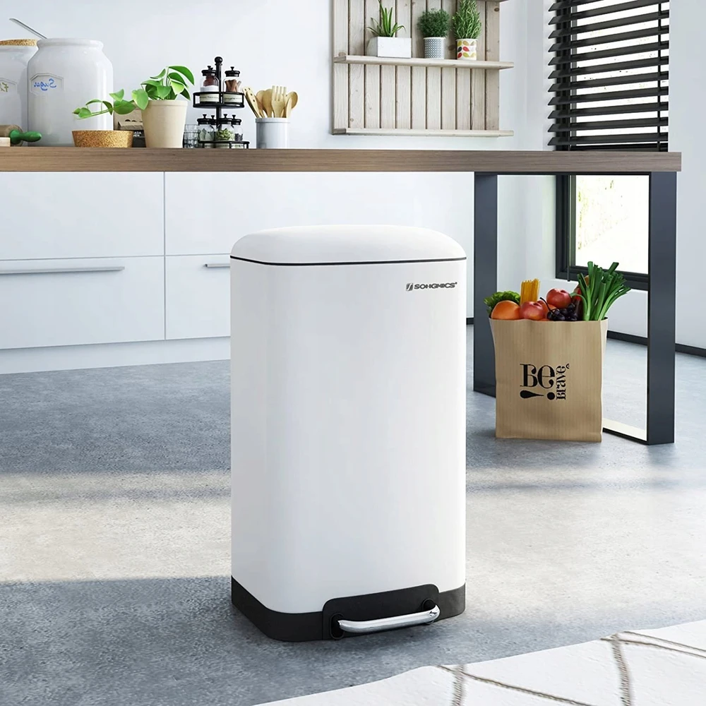 Songmics Atliekų dėžė 30 L balta