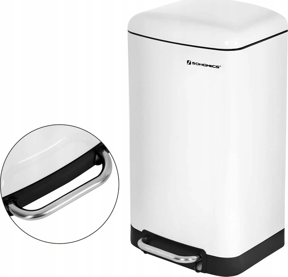 Songmics Atliekų dėžė 30 L balta