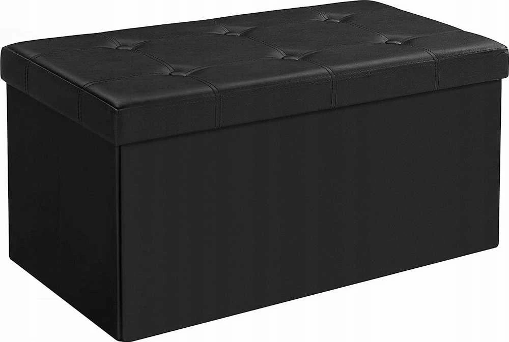 Songmics Suoliukas su saugykla 76 cm dirbtinė oda, juoda